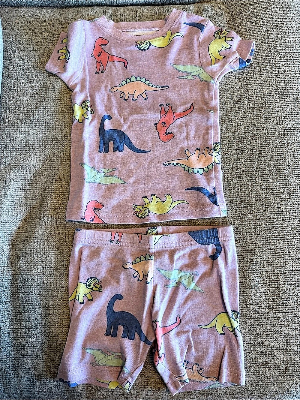 carter's Toddler Girl Dinosaur Short Sleeve Pajama Set Pink 3T